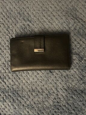 Danier Black Leather Wallet with Silver Hardware